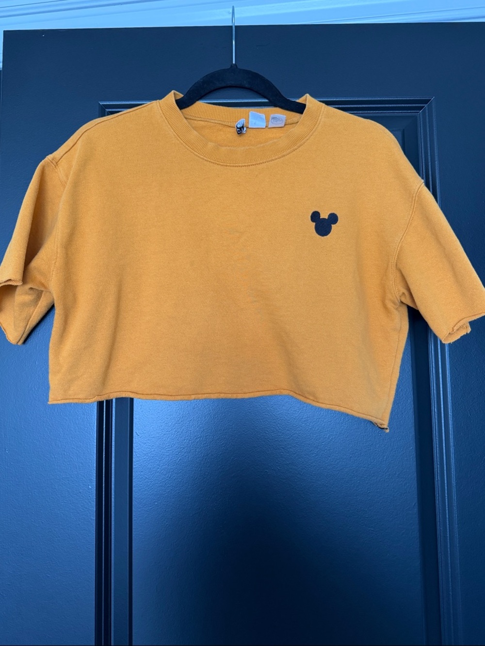 Mustard Yellow DISNEY Cropped Tee with Mickey Icon